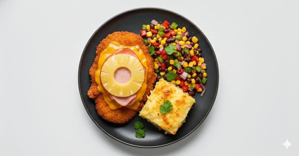 Kipschnitzel hawaï, afbeelding gemaakt met AI