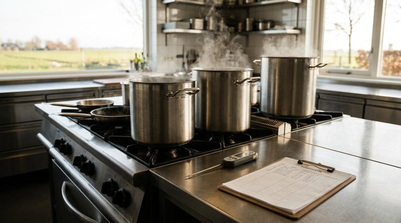 Professionele keuken met temperatuurcontrole, afbeelding gemaakt met AI